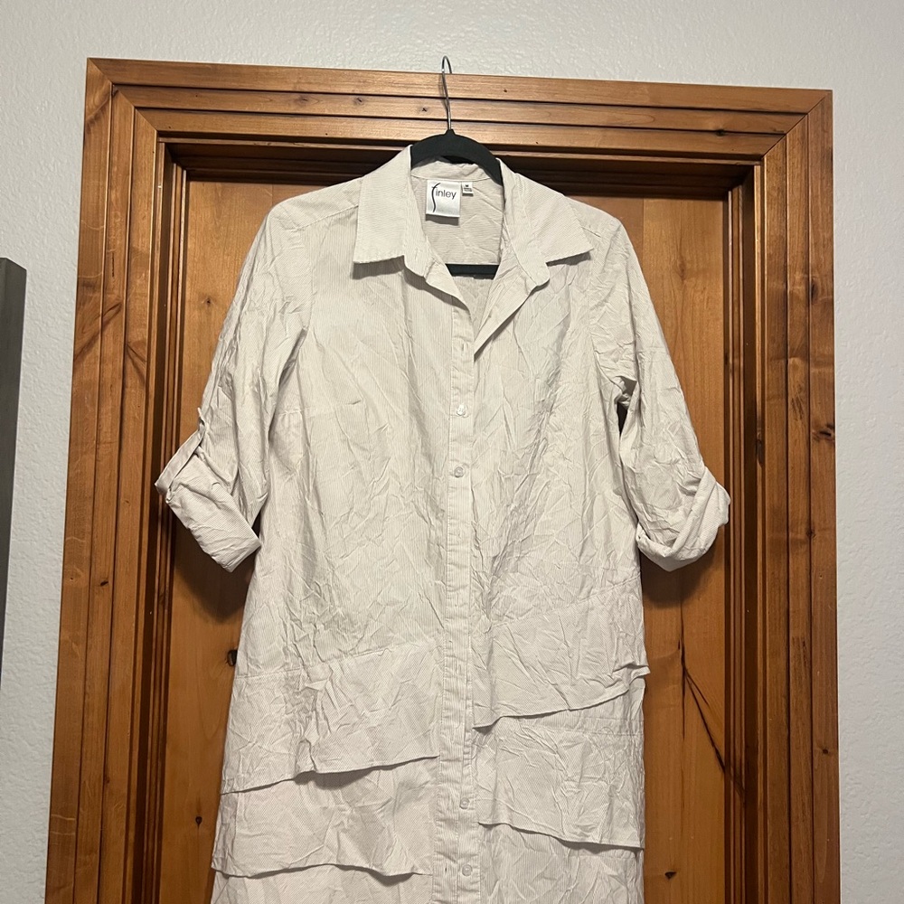 Finley light blue and white pinstripe dress Medium